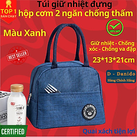 Túi giữ nhiệt đựng hộp cơm 2 ngăn cao cấp - Túi giữ nhiệt đựng cặp lồng cơm chống thấm nước chính hãng D Danido