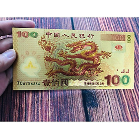 Mua Tiền hình con rồng của Trung Quốc 100 Yuan năm 2000 phiên bản bằng plastic vàng óng ánh lưu niệm sưu tầm - PASA House