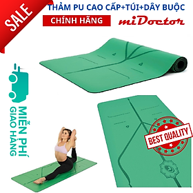 Thảm Tập Yoga Định Tuyến Da PU Cao Cấp Chính Hãng miDoctor + Túi Đựng Thảm Tập Yoga + Dây Buộc Thảm Yoga Định Tuyến