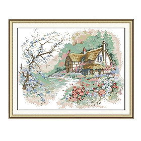 Country Landscape Stamped Counted Cross Stitch Kits for Beginners 11CT DIY