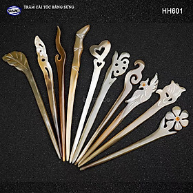 Trâm cài tóc bằng sừng bò Châu Phi (HH601) đục khắc hình dễ thương - Đủ kiểu dáng