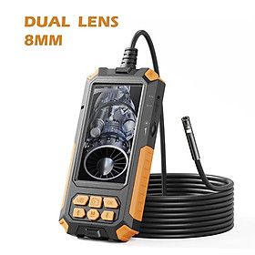 Triple Lens Industrial Endoscope Camera 4.5 Inch IPS Screen 8MM HD1080P Car Sewer Pipe Inspection Borescope IP68 Waterproof LEDs Cable Length: 2m