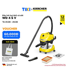 Máy hút bụi khô và ướt Karcher WD 4 S - version mới năm 2022  (Hàng chính hãng) 