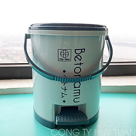 Mua Thùng rác thông minh Việt Nhật 8024 loại 5 lít - Thùng rác mini đạp chân dáng tròn có quai xách tiện lợi (TR5L)