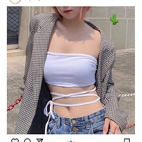 Áo croptop ống đan dây eo body siêu sexy - quây ngực đan dây