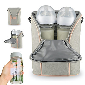 Túi giữ nhiệt bình sữa đôi Fatzbaby (chứa được 2 bình sữa cổ rộng) kèm bình đựng nước cao cấp cho bé