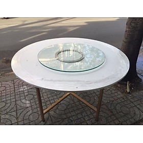 Bộ vòng xoay nhôm bàn ăn kích thước 80cm bao gồm đế xoay nhôm tròn 39cm, mặt kính tròn cường lực đường kính 80cm dày 10 ly, mài bóng cạnh, dùng cho bàn ăn tròn 1,4m, hợp với bàn tròn gỗ, bàn tròn inox, bàn tròn đá hoa cương, phù hợp cho hộ gia đình, nhà h