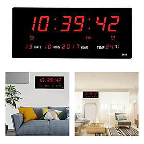 Digital Clock, Large LED Word Display Digital Wall Clock, 12/14H Digital Alarm Clock with Day and Date,Indoor Temperature,Snooze,12/24Hfor Home,Office