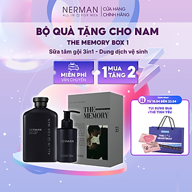 Bộ quà tặng cho nam in ảnh yêu thương THE MEMORY BOX Nerman-Sữa tắm gội 350ml&Gel vệ sinh nam 100ml&Gel rửa mặt 100ml