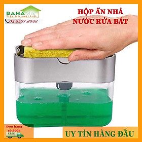 HỘP ĐỰNG NƯỚC RỬA BÁT CÓ VÒI BƠM VÀ KHAY ĐỰNG MIẾNG RỬA BÁT 2 IN 1  có tặng kèm miếng rửa chén bát