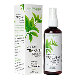 Xịt Khoáng Trà Xanh Milaganics Cấp Nước Ngăn Ngừa Mụn 100ml