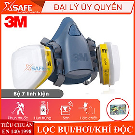 Mua Bộ mặt nạ phòng độc 3M 7502 7 món - Mặt nạ chống độc chống bụi kháng khuẩn Mặt nạ phun sơn phun xịt hóa chất  7502-6003-5N11-501