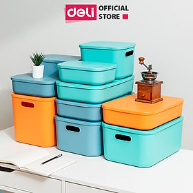 Mua Hộp Nhựa Đựng Đồ Đa Năng Có Nắp Đậy Cao Cấp Nhiều Màu Deli - Đựng Sách Vở Đồ Cá Nhân Mỹ Phẩm Quần Áo Chăn Ga Gối Đồ Chơi Cho Bé - Nhiều Size Kích Cỡ Lớn Nhỏ Có Tay Cầm Phong Cách Nhật Bản Đơn Giản Tiện Dụng