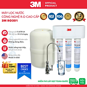 Máy Lọc Nước 3M RO301 Công Nghệ R.O Tinh Khiết 3 Lõi Cao Cấp Không Dùng Điện Nhập Khẩu Mỹ - Hàng Chính Hãng 3M