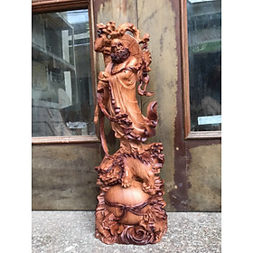 Mua Tượng đạt ma sư tổ ngự tam lân bằng gỗ hương đá tô làm mầu giả cổ kt cao 60×21×11cm
