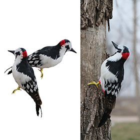 2X Realistic Artificial Animal Feather Garden Figure Woodpecker Bird Decor