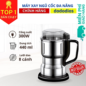 Máy xay hạt khô, xay bột, gia vị cà phê đa năng, công suất 300w, 6 lưỡi dao cực bén, chất liệu cối inox, bảo hành 12 tháng - FOOD - Hàng chính hãng DoDoDios
