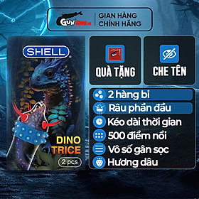 Bao cao su Shell Dino Trice - Hộp 2 cái - 1 bao gai, 2 vòng bi + 1 bao Shell Performax