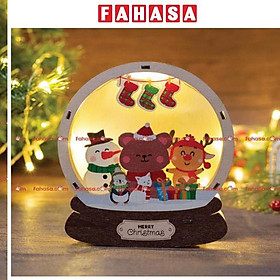 Đèn Gỗ Trang Trí Giáng Sinh - Bách Mộc - Gấu Nâu