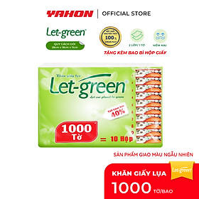 Bao Bổ Sung Khăn Giấy Lụa LET_GREEN 18*21cm Bao 1000 Tờ | 99.9% Bột Giấy Nguyên Thủy