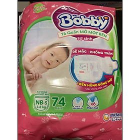 Tã Quần Mở Một Bên Bobby Sơ Sinh Size NB-S 74 Miếng Cho Bé 3 đến 8Kg - Tã Quần Sơ Sinh Bobby Mở Một Bên  Size Newborn S 74