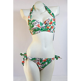 Áo Tắm 2 Mảnh Bikini Choàng Cổ Có Gọng Họa Tiết Sặc Sỡ F&F Vintage Leaf