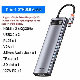 Mua Baseus -BaseusMall VN Hub chuyển đa năng Baseus Metal Gleam Series Multifunctional Docking Station (Hàng chính hãng)