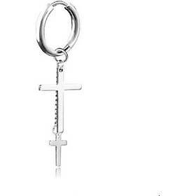 Bông tai chữ thập trên dưới thả xích dài siêu chất