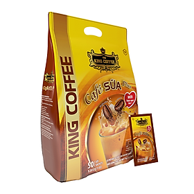 Hình ảnh Cà Phê Sữa PLUS Hòa Tan 3IN1 KING COFFEE – Túi 50 gói x 20g