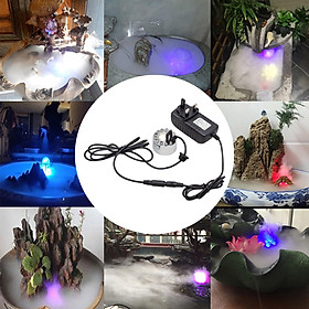 Colorful Light Humidifier Fog Machine Water Pond Fountain for Birdbath Aquarium Bonsai Halloween Party