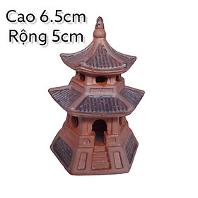 Tháp Lục Giác Gốm Bát Tràng Trang Trí Tiểu Cảnh, Sân Vườn, Decor Non Bộ, Bể Cá, Cây Cảnh Bonsai - Tinh Tế, Bền Đẹp