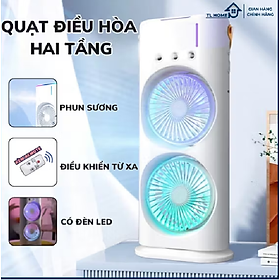 Quạt phun sương 2 tầng đèn LED đổi màu điều khiển từ xa