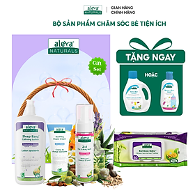 Combo tắm gội, dưỡng ẩm, làm mịn da giúp bé ngủ ngon Aleva Naturals (set 04 sản phẩm)