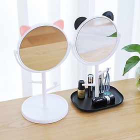 Gương trang điểm để bàn tai mèo dễ thương - Màu trắng
