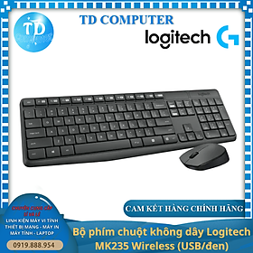 Bộ bàn phím chuột không dây Logitech MK235 Wireless (USB/đen) - Hàng chính hãng DGW phân phối