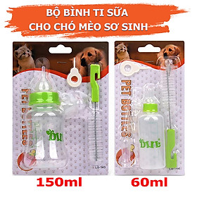 Bộ Bình Ti Sữa Cho Chó Mèo Sơ Sinh, Bình Bú Sữa Cho Chó Mèo 60ml và 150ml