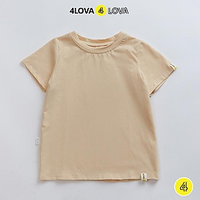 Áo thun cộc tay logo bé trai 4lova chất cotton co giãn cao cấp phong cách Hàn Quốc