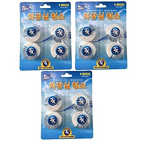 Bộ 3 vỉ 12 viên tẩy xanh bồn cầu, toilet công nghệ X2 Mr.Fresh Hàn Quốc