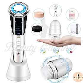 Búa Điện Di Massage Mặt Làm Đẹp Da 5 in 1 Photon Nóng Và Lạnh EMS Kèm Máy Rửa Mặt Mini Tiện Lợi 3 in 1