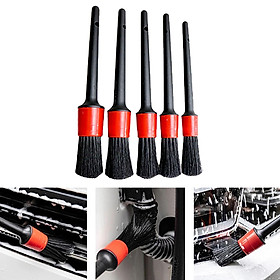 Detailing Brush Set 5 Different Brush Sizes Plastic Handle Wet & Dry Use for Cleaning Engine,Dashboard,Emblems,Wheel,Interior,Air Vent,Car,Motorcycle
