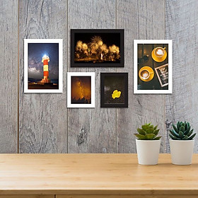 Bộ khung ảnh treo tường composite cà phê kèm đinh 3 chân KA202