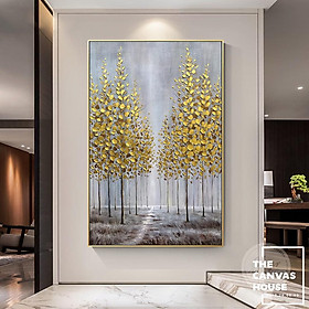 Mua Tranh Canvas Hàng Cây Họa Tiết Ánh Kim (Hình thật tại xưởng - Đã có khung  móc  đinh treo) - The Canvas House - T1AK1
