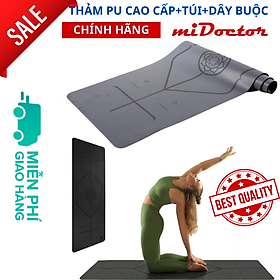 Thảm Tập Yoga Định Tuyến Da PU Cao Cấp Chính Hãng miDoctor + Túi Đựng Thảm Tập Yoga + Dây Buộc Thảm Yoga Định Tuyến