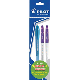 Combo Pilot 25: 2 Bút Dạ Quang Xóa Được Frixion Colors Màu Tím + 1 Bút Dạ Quang Spotliter Xanh Dương