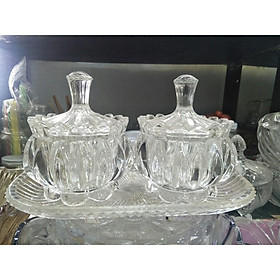 Mua Set 2 hũ mứt trắng kèm khay hàng đẹp giá hạt dẻ