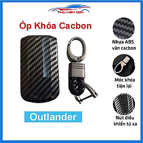 Ốp vỏ bọc chìa khóa xe Outlander sợi nhựa cacbon kèm móc treo Inox