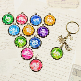 Móc khóa 12 cung hoàng đạo Zodiac màu sắc tươi sáng siêu đẹp 06646-MK0027