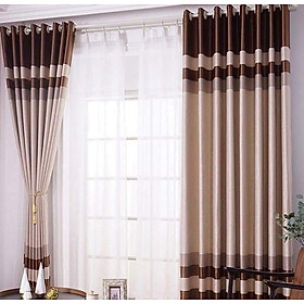 Mua Rèm cửa chính  cửa sổ vấm gấm màu nâu kẻ