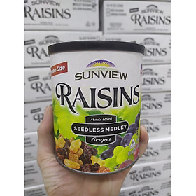 Nho khô Sunview Raisins Mỹ không hạt 3 màu Giàu Vitamin khoáng chất, Món ăn vặt tốt cho tim mạch (425g/hộp) - Massel Official