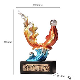 Mua Tượng cá chép vượt vũ môn trang trí decor nhà cửa (cao 35 cm)